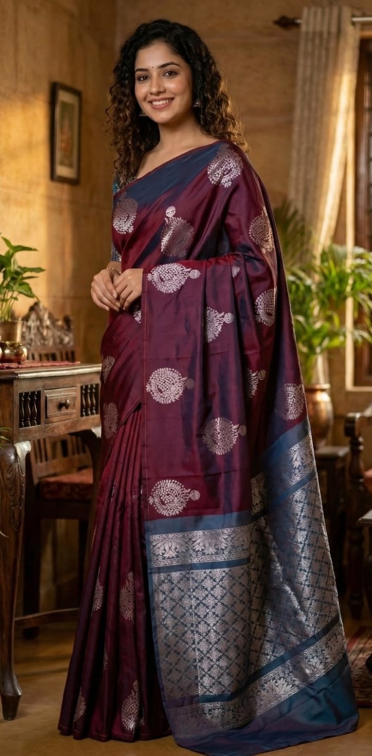 Soft Kanchi Zari Buttas Silk Saree